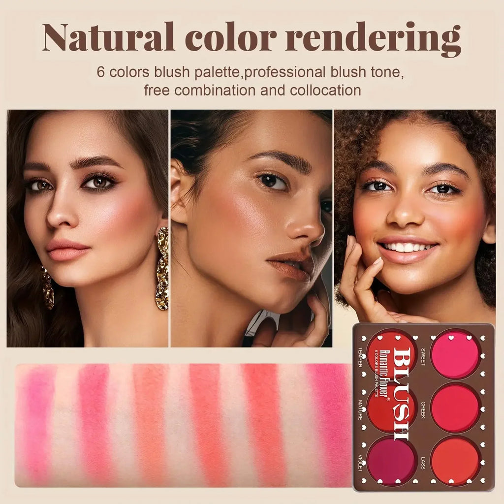 Palette de Fards à Joues Mats Waterproof – Couverture Moyenne, Finition Naturelle Longue Durée
