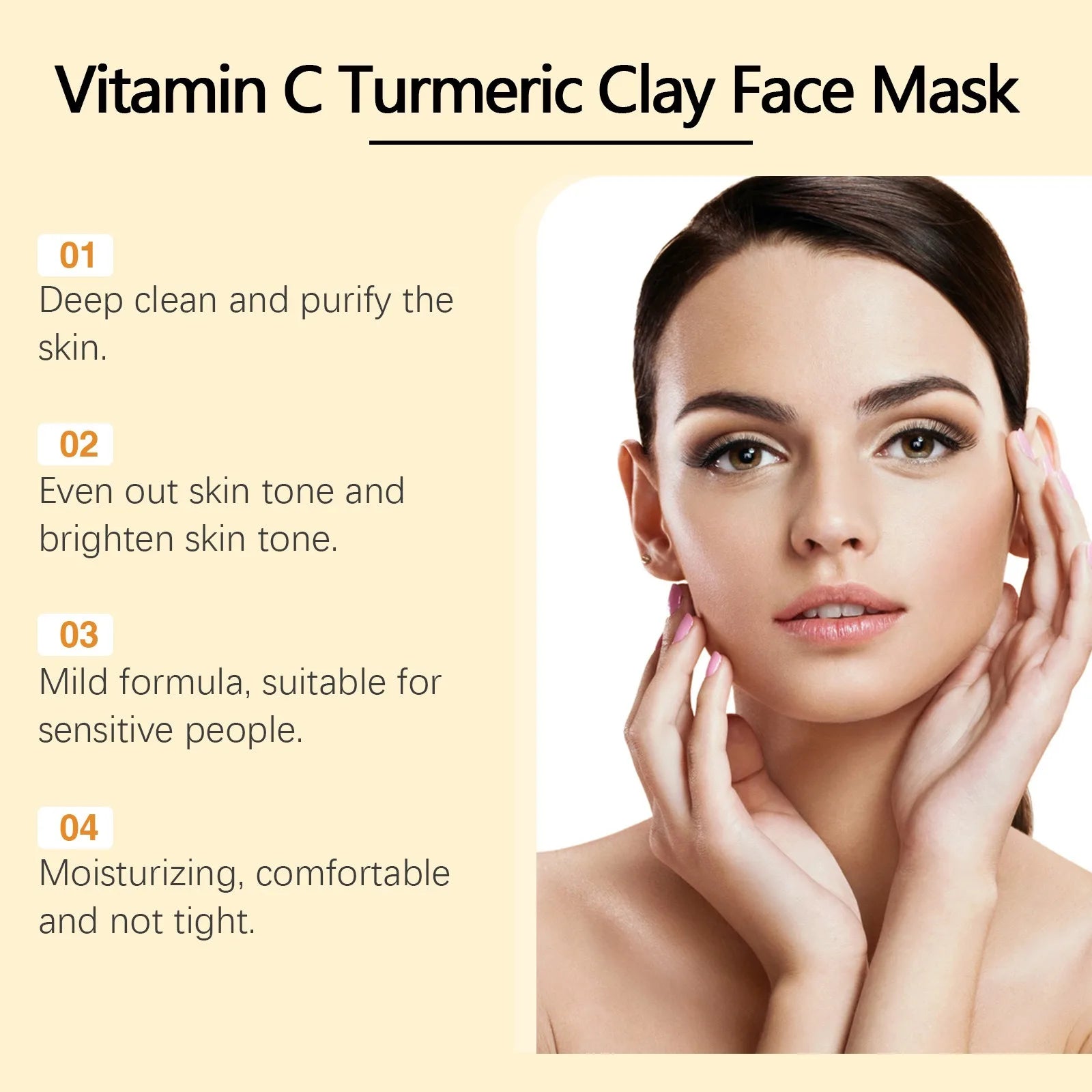 Masque Facial Exfoliant à la Vitamine C & Curcuma – Nettoyage en Profondeur et Traitement Anti-Acné