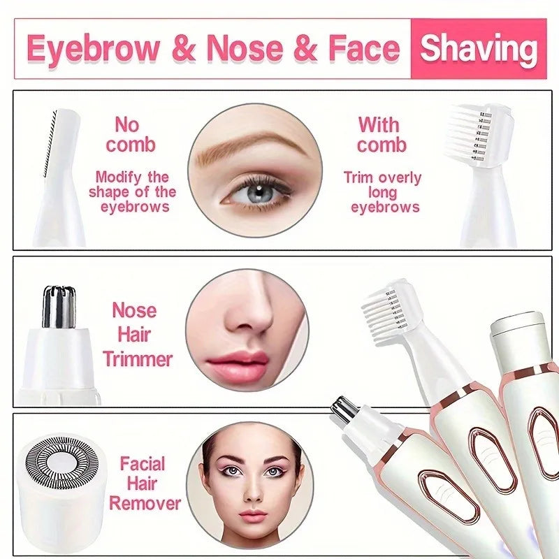 Rasoir Électrique 4 en 1 – Épilateur Sans Fil Indolore, Alimenter par USB