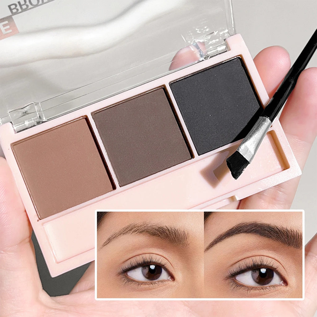 Ensemble de Poudre à Sourcils 3 Couleurs avec Pinceau