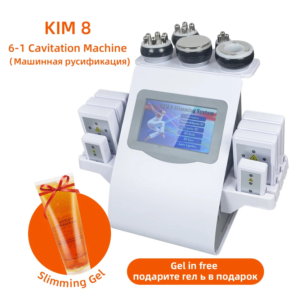 Machine à Cavitation Ultrasonique 40k, système sous vide 6 en 1, Amincissante, Lifting du visage, Réduction de la Cellulite
