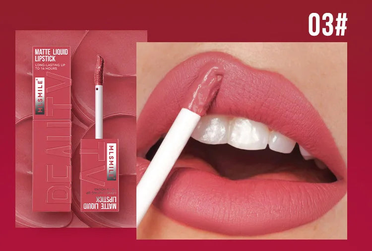Rouge à Lèvres Liquide Satin Velours – Anti-Adhésif, Imperméable & Longue Durée