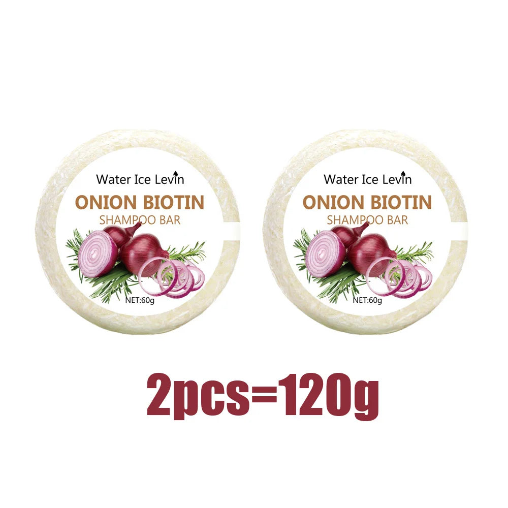 Savon Shampoing à l'Oignon & Biotine Water Ice Levin 60g – Soin Lavant Naturel Hydratant & Lissant pour Tous Types de Cheveux