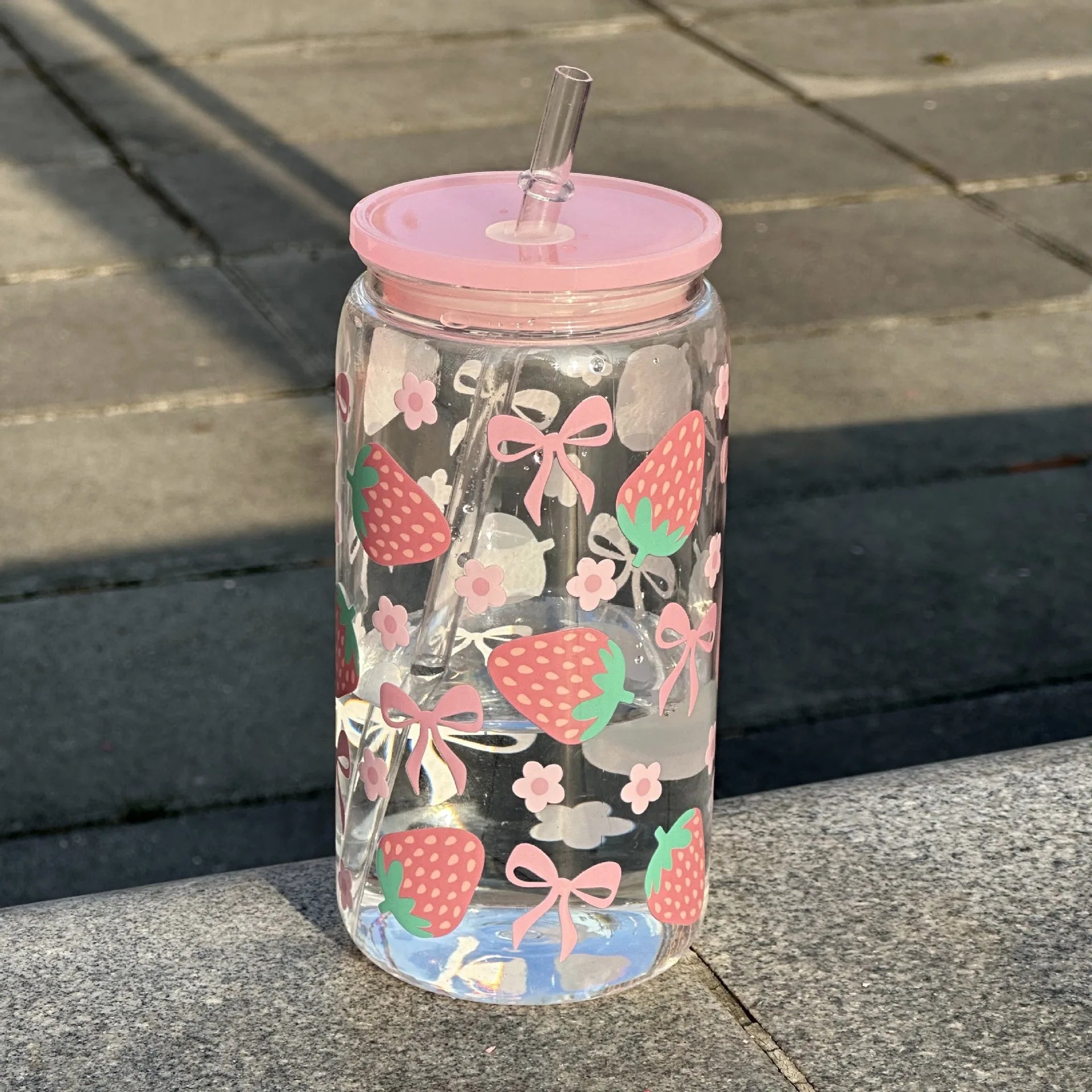 Tasse Réutilisable 500ml – Bouteille Style Pot avec Couvercle & Paille