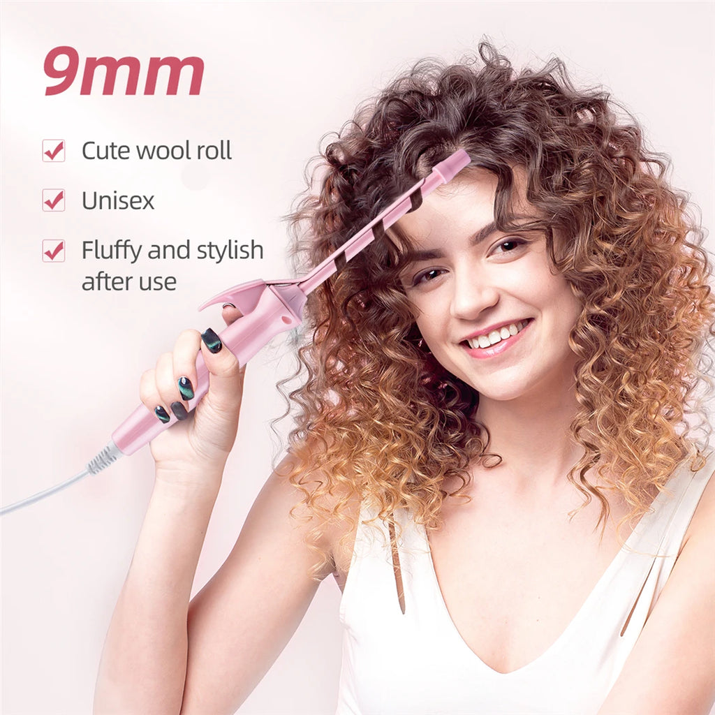 Mini Fer à Friser Professionnel 9 mm, Spécialement Conçu pour Réaliser des Boucles Serrées