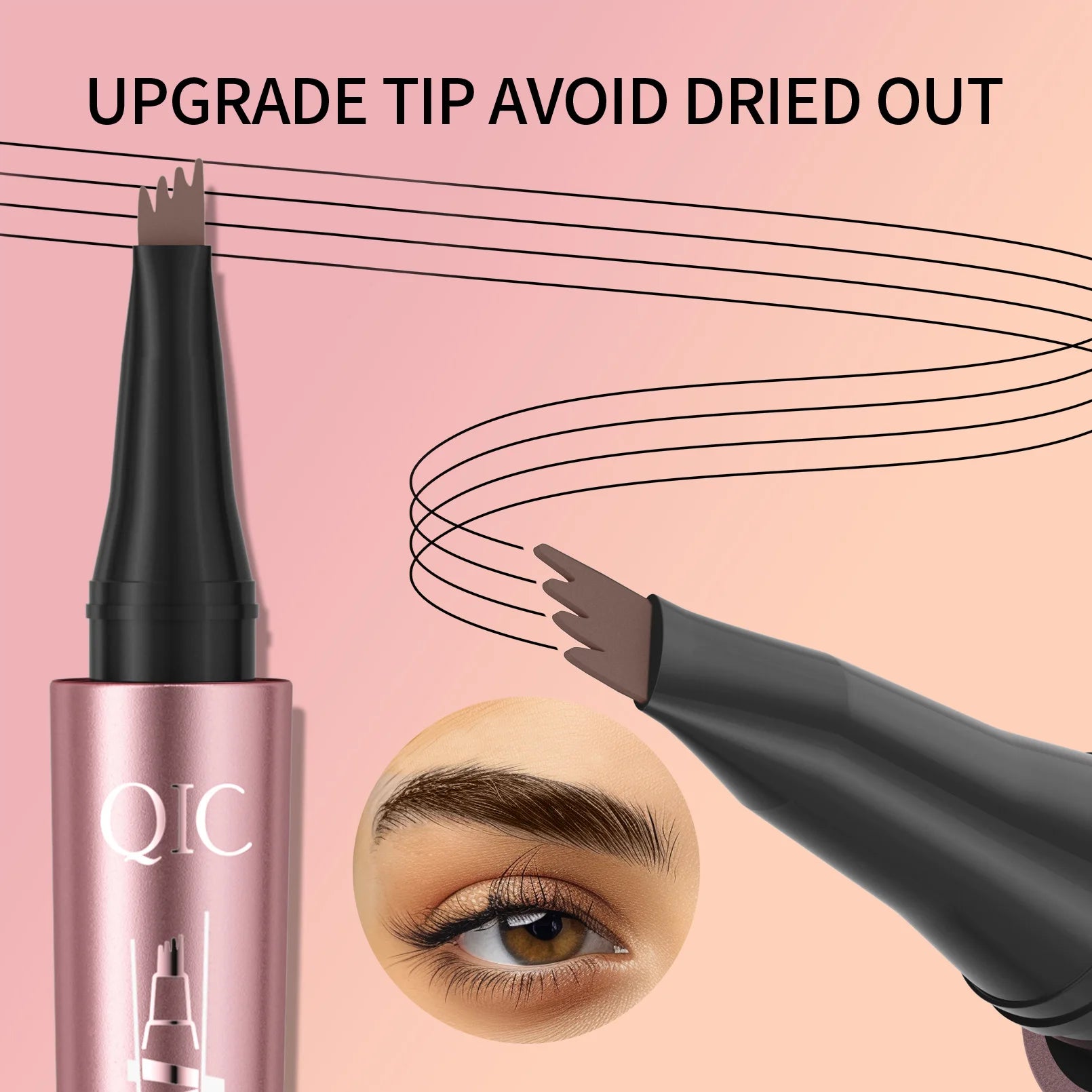 Crayon à Sourcils Magique 4 Fourchettes – Microblading 3D, Imperméable & Couleur Naturelle