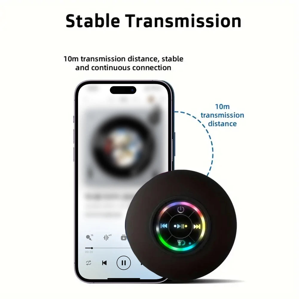 Haut-Parleur Bluetooth Portable Etanche IPX4 – Ventouse Intégrée & Lumière LED - Rechargeable par USB