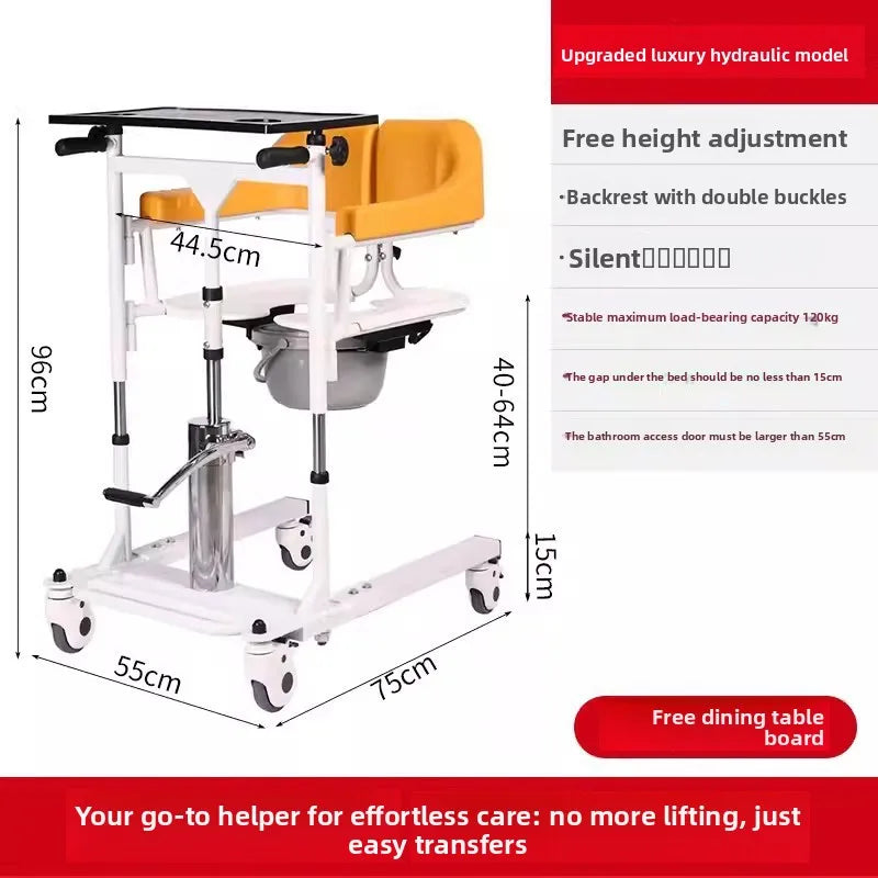 Chaise Hydraulique de Transfert d'ascenseur Patient W/180 ° Bac de lit à Siège Fendu