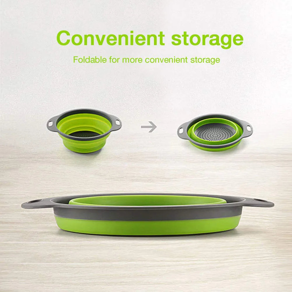 Panier de Vidange Pliant en Silicone – Passoire et Egouttoir Pliable pour Fruits et Légumes