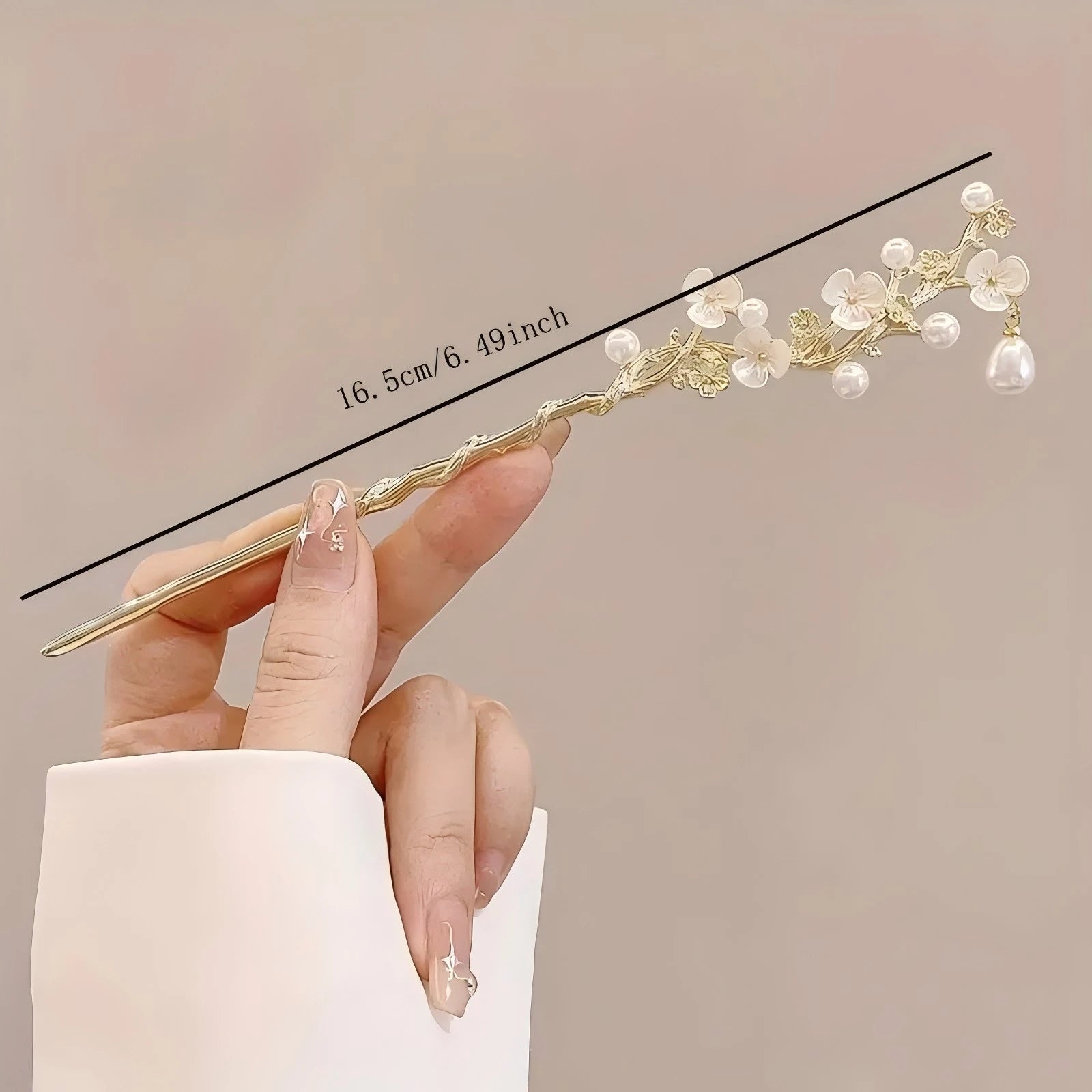 Pince à Cheveux Élégante Style Chinois – Bâton à Pompon Floral Traditionnel