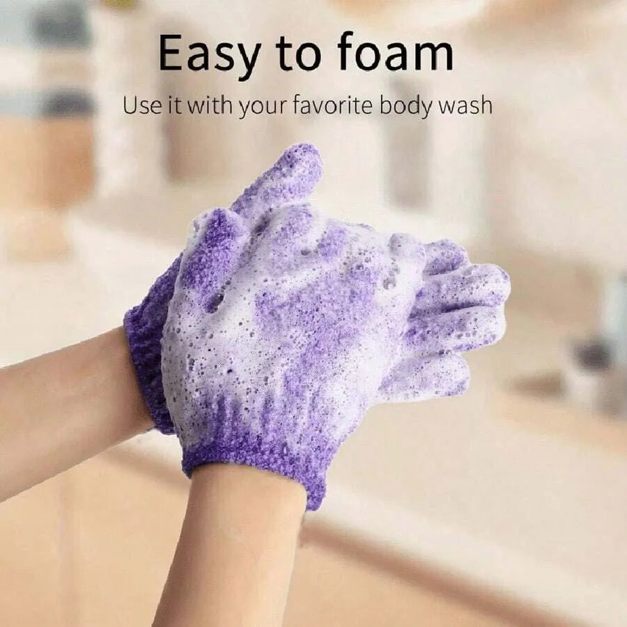 Gants de Douche Exfoliants Réversibles – Gommage Corporel et Nettoyage du Dos, Accessoire de Bain Pratique