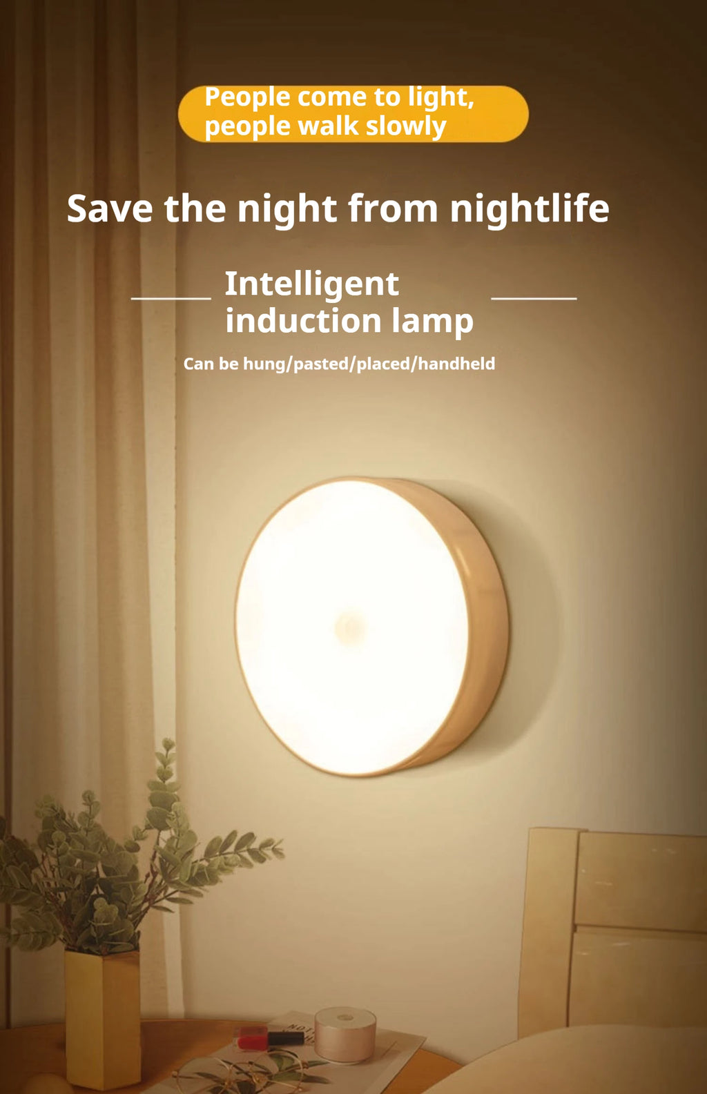 Veilleuse LED avec Détecteur de Mouvement – Sans Fil & Rechargeable par USB