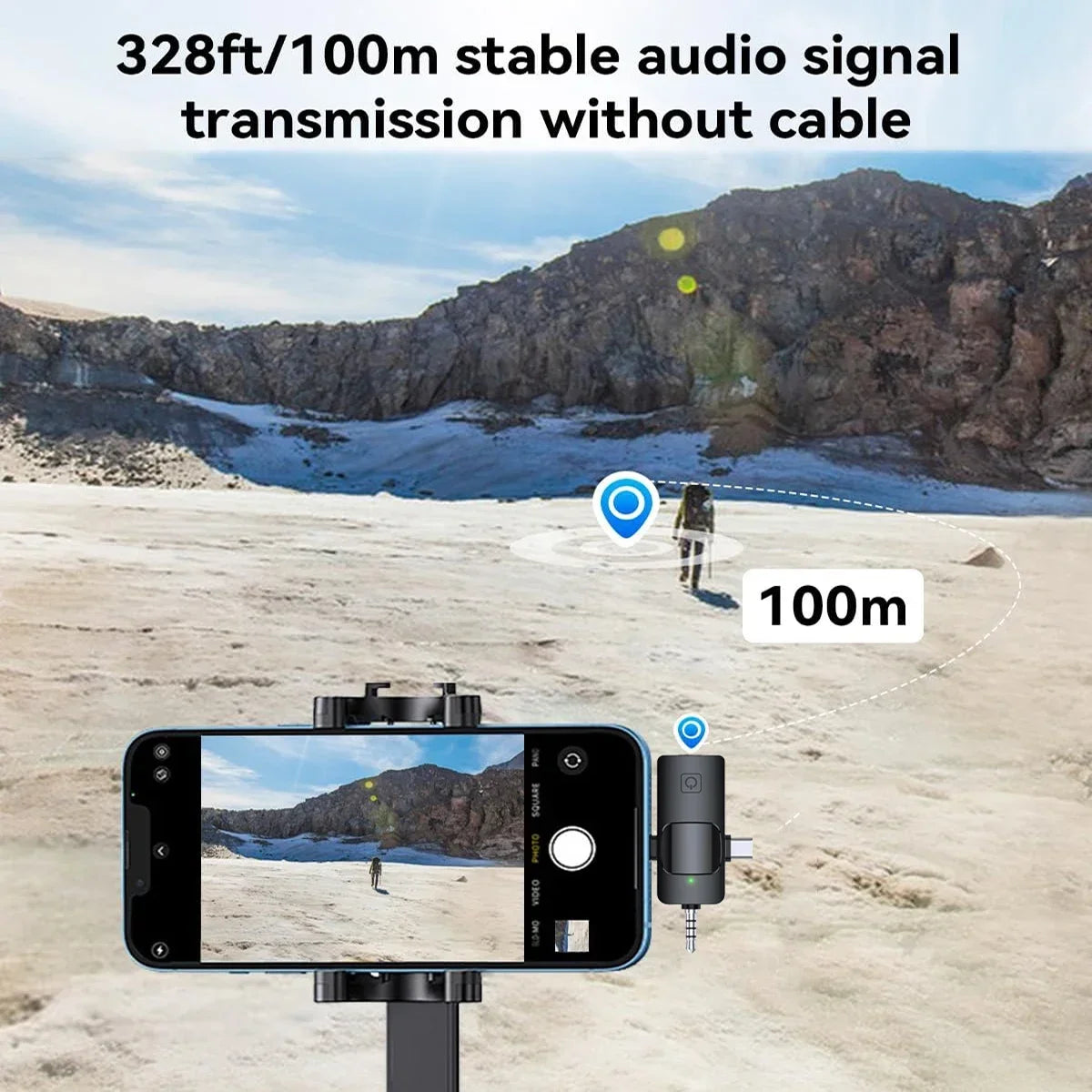 Microphone 3 en 1 sans Fil – Compatible avec iPhone/Android (Microphone + Enregistreur + Haut-parleur)
