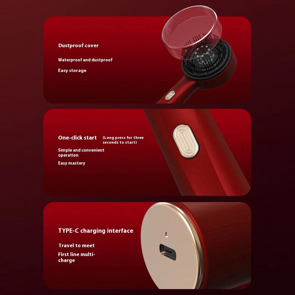 Peigne de Massage Électrique à Vibrations – Thérapie Lumière Rouge & Croissance des Cheveux - USB Inclus