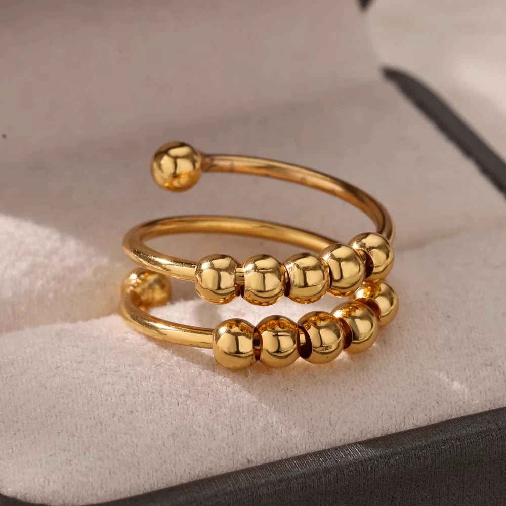 Bague Géométrique en Acier Inoxydable Couleur Or 18K – Zircon & Œil Protecteur