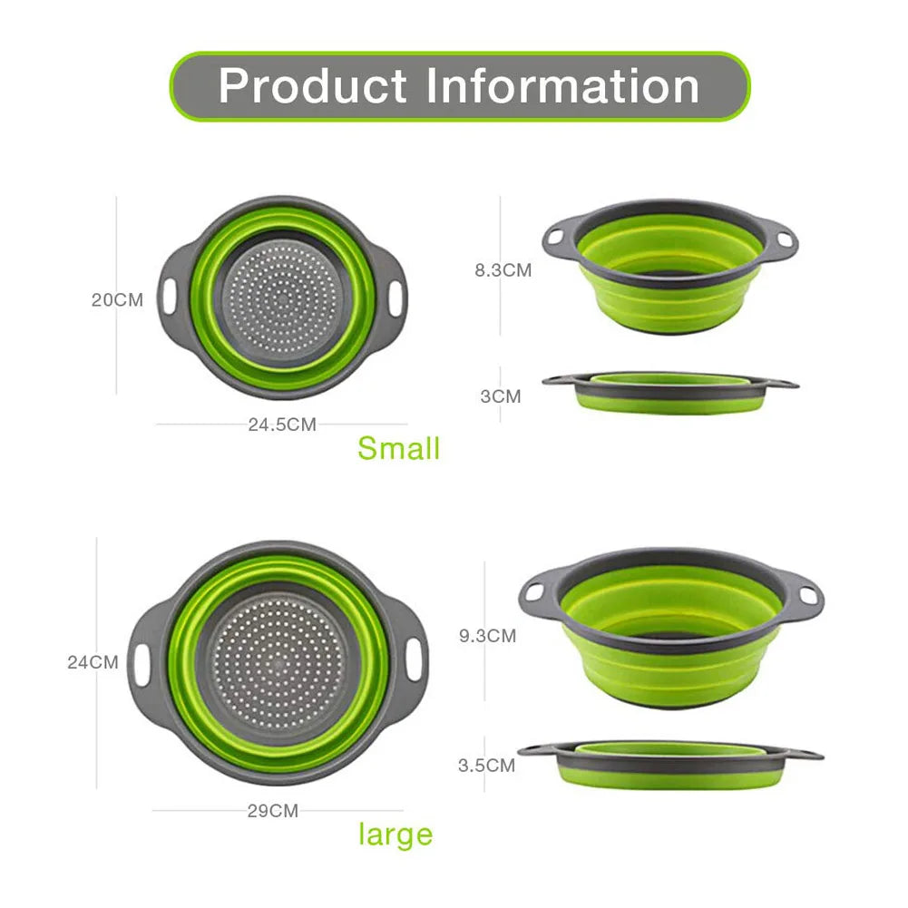 Panier de Vidange Pliant en Silicone – Passoire et Egouttoir Pliable pour Fruits et Légumes