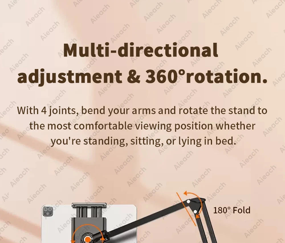 Support de Tablette et Téléphone pour Lit – Bras Métallique 90 cm Rotatif 360°