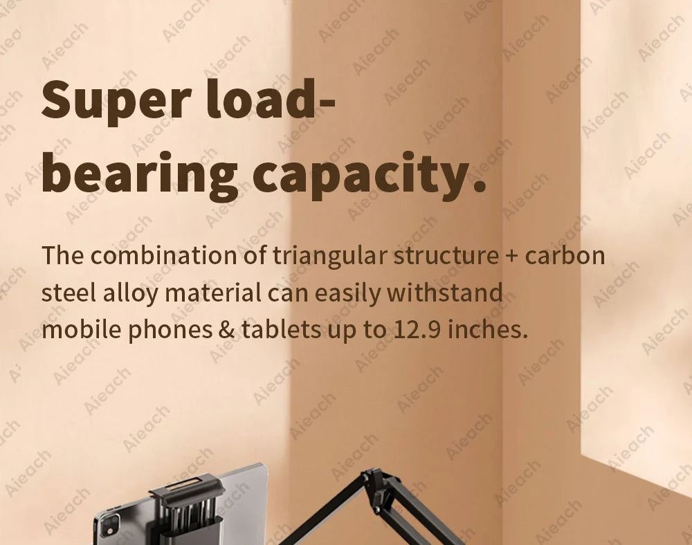 Support de Tablette et Téléphone pour Lit – Bras Métallique 90 cm Rotatif 360°