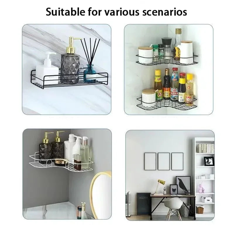 Étagère Murale Flottante – Organisateur en Métal pour Salle de Bain et Cuisine