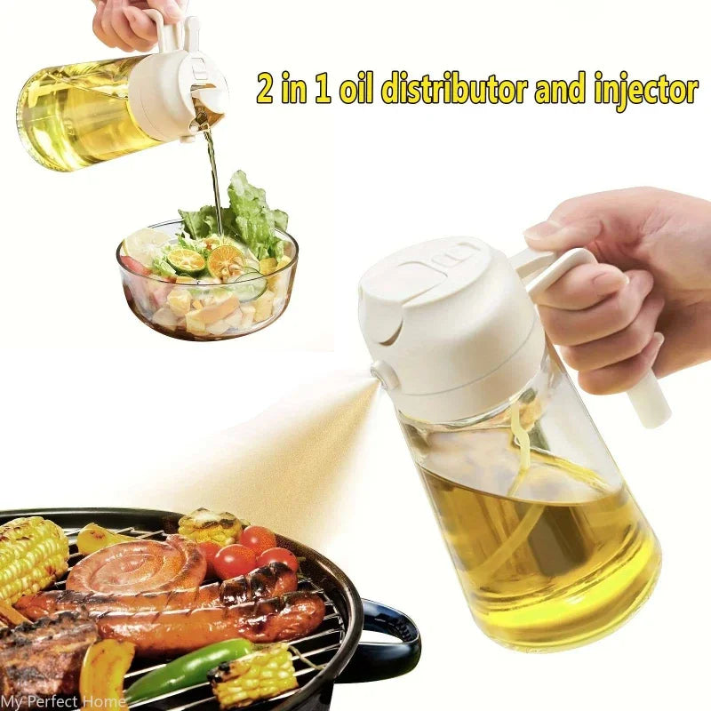 Bouteille de Pulvérisation d'Huile 2 en 1 – Distributeur et Injecteur 500 ml