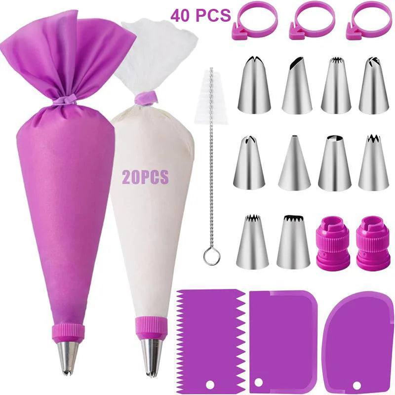 Kit de Décoration de Gâteaux – Poches à Douille et Embouts en Silicone Réutilisables