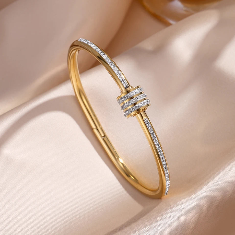 Ensemble De Bracelets En Acier Inoxydable Incrustés De Zircone – Multichoix