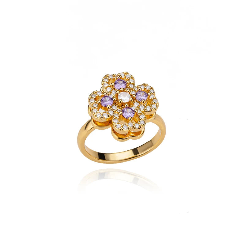 Bague Spinner Trèfle de Luxe – Anti-Stress Couleur Or 18K