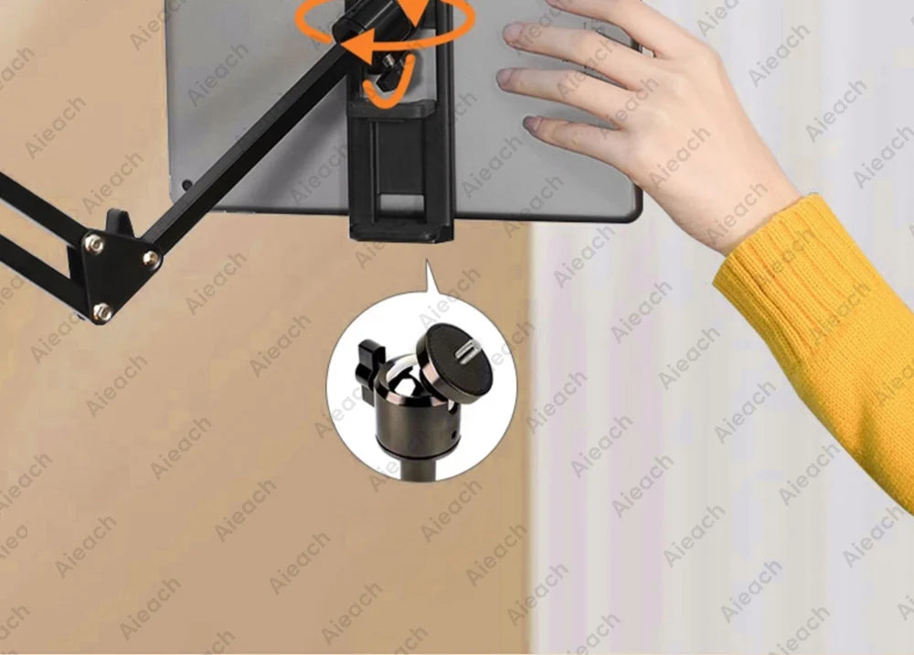 Support de Tablette et Téléphone pour Lit – Bras Métallique 90 cm Rotatif 360°