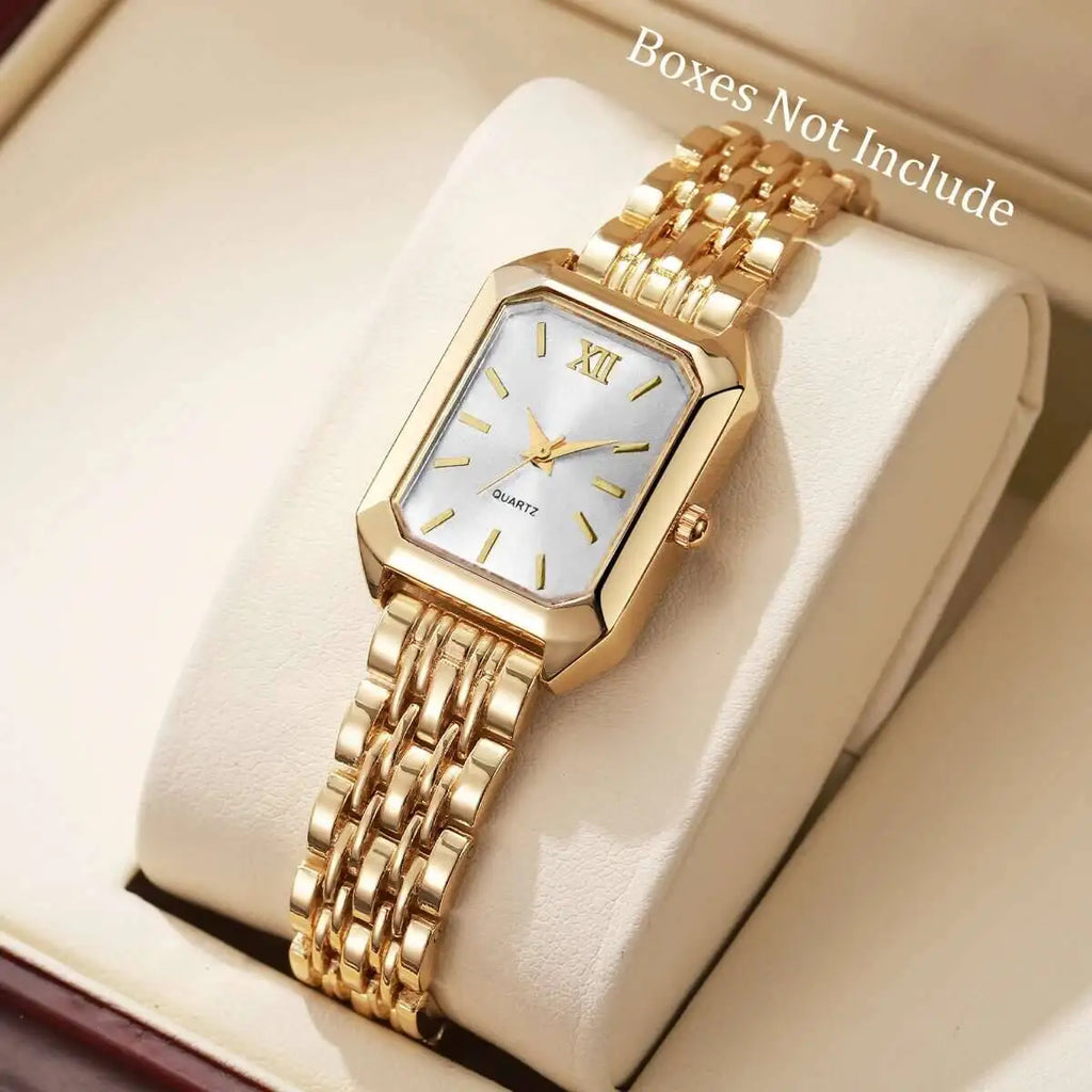 Montre à Quartz Rectangulaire pour Femmes – Bracelet Analogique de Luxe