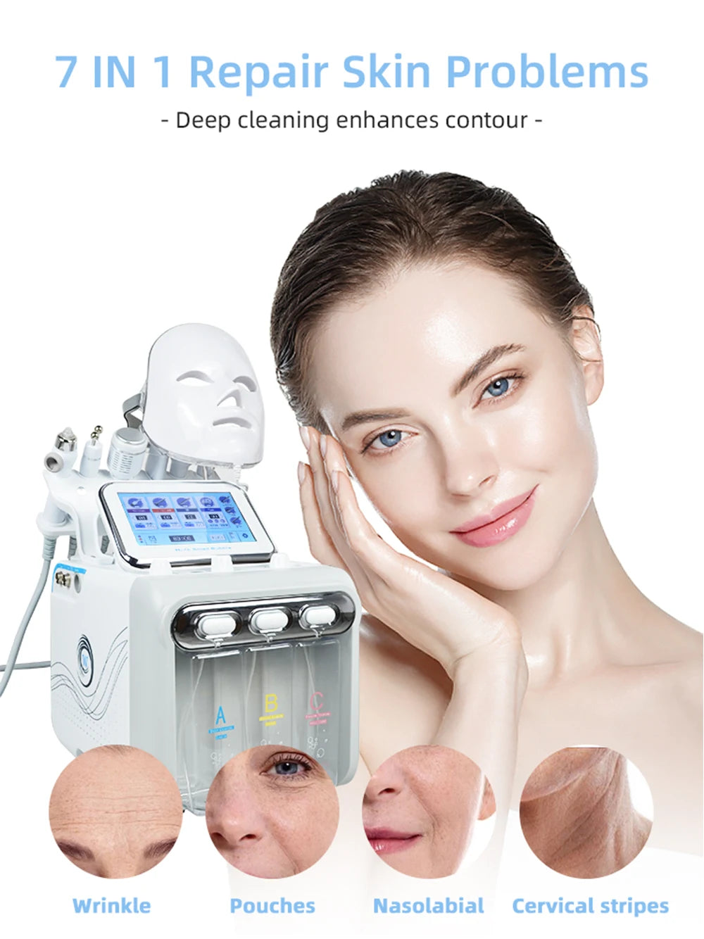 7 en 1 Machine Professionnel Hydra Eau Dermabrasion Instrument de Beauté Nettoyage de la Peau Skin Clean