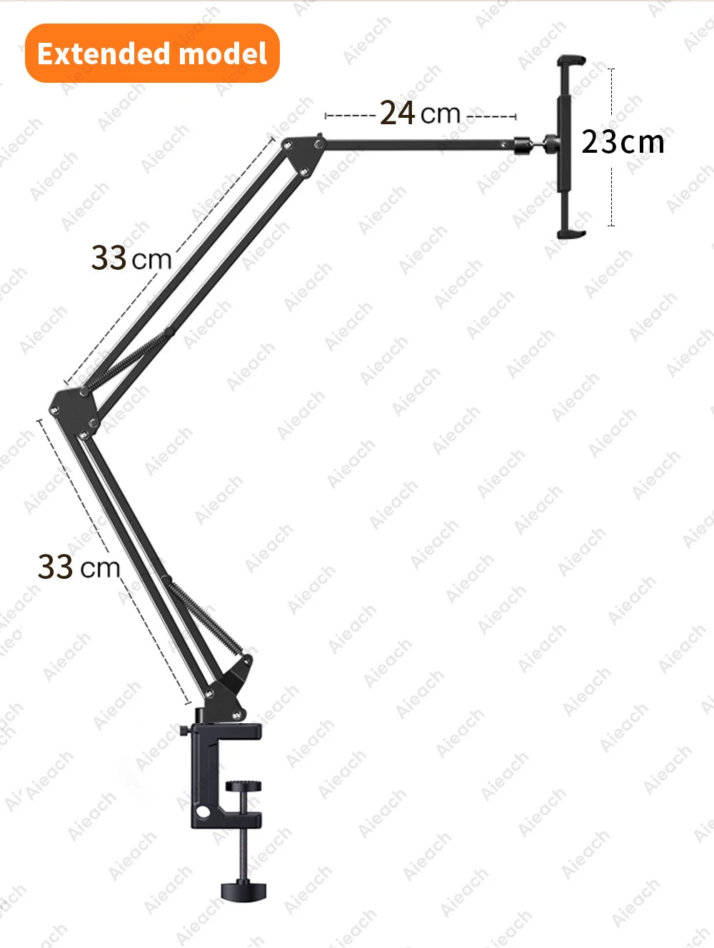 Support de Tablette et Téléphone pour Lit – Bras Métallique 90 cm Rotatif 360°