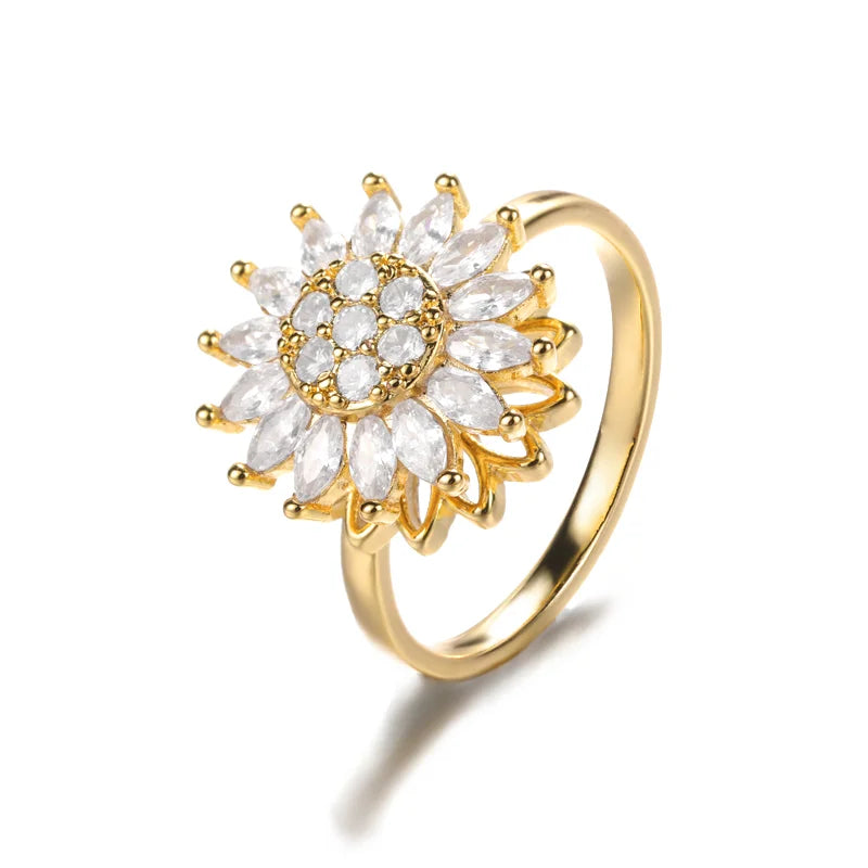 Bague Spinner Trèfle de Luxe – Anti-Stress Couleur Or 18K
