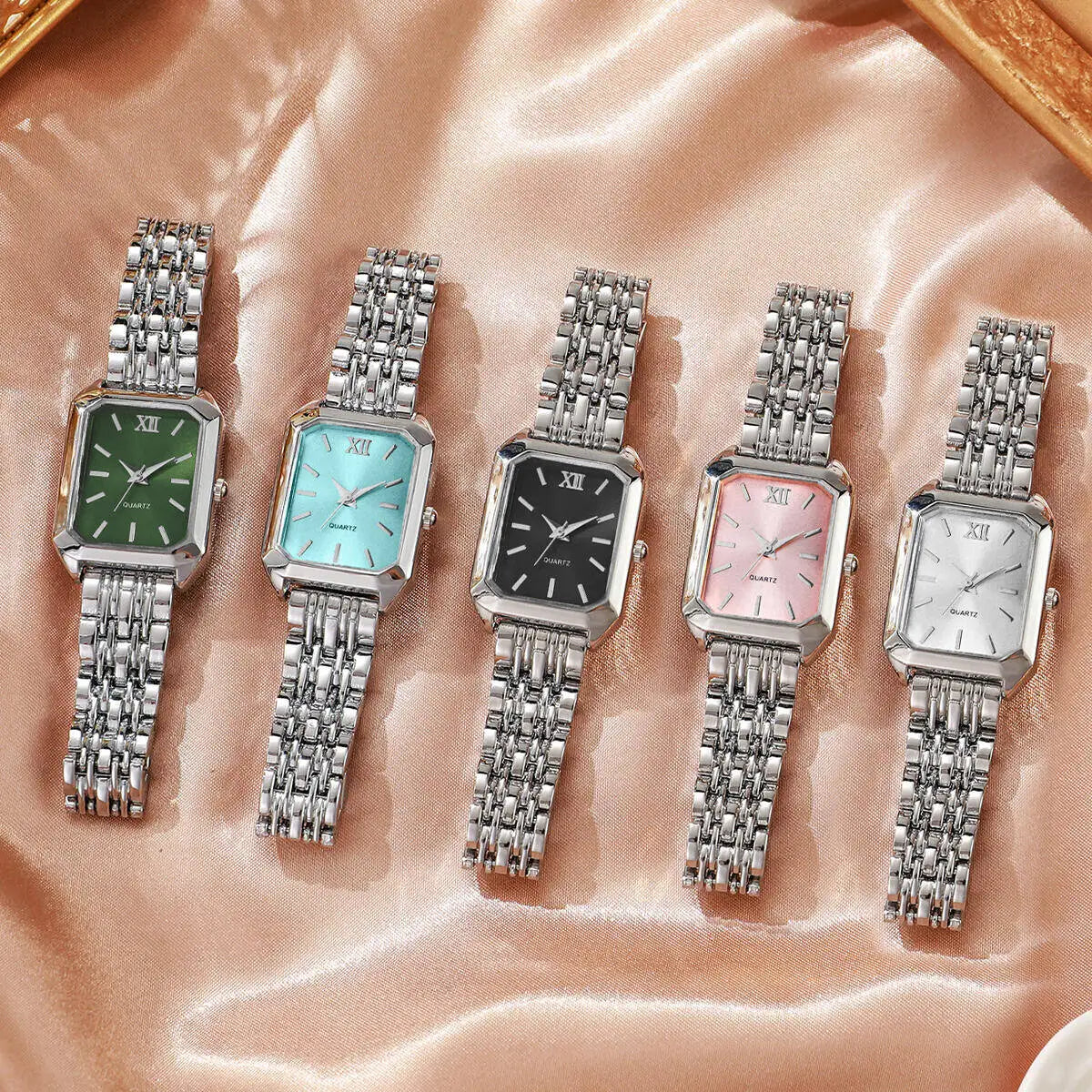 Montre à Quartz Rectangulaire pour Femmes – Bracelet Analogique de Luxe