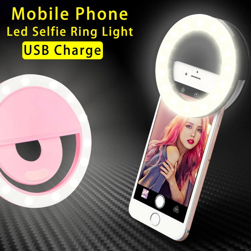 Anneau Lumineux LED Selfie – Recharge USB – Compatible iPhone & Android