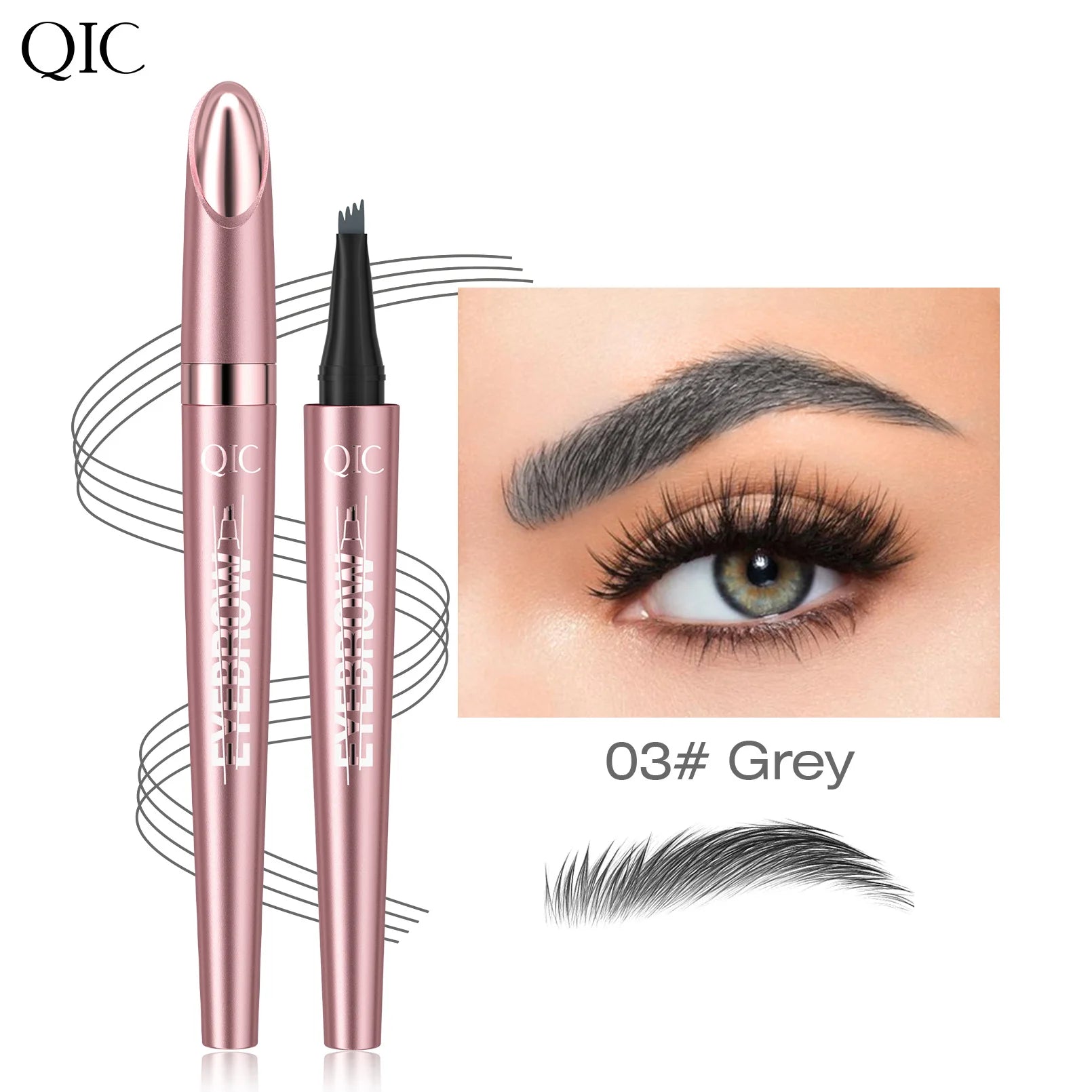 Crayon à Sourcils Magique 4 Fourchettes – Microblading 3D, Imperméable & Couleur Naturelle