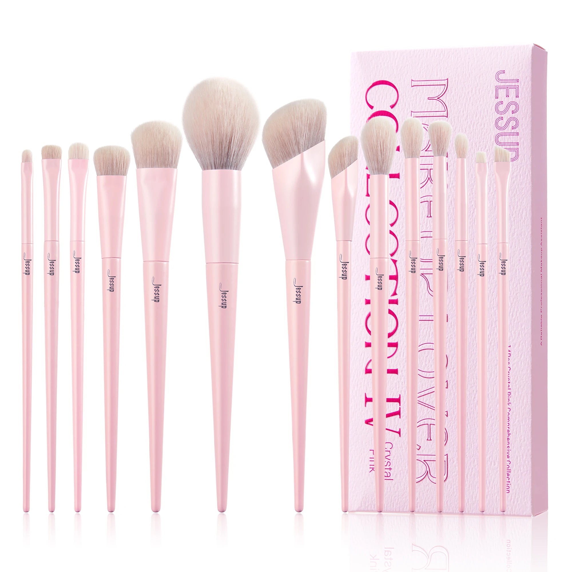Set de Pinceaux de Maquillage Professionnel Rose Premium avec Poil Vegan – 14 pièces