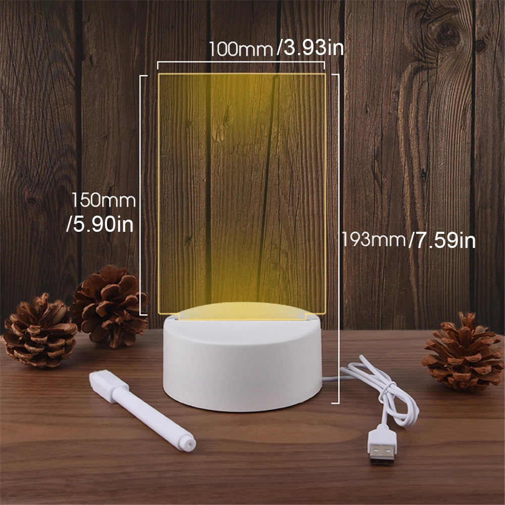 Tableau LED Lumineux Effaçable – Veilleuse USB Design & Mémo Créatif