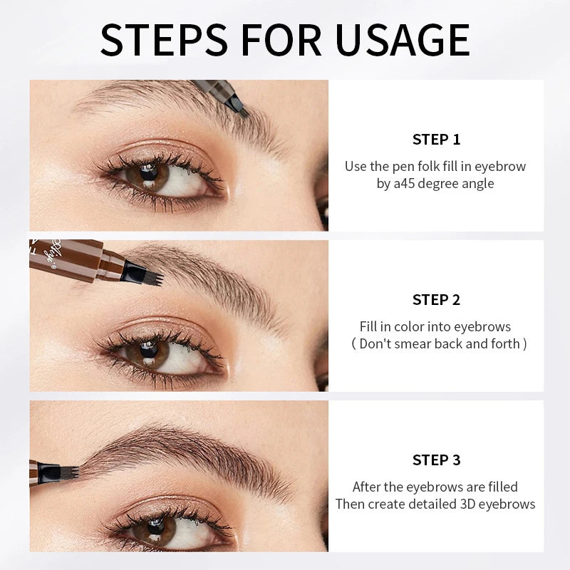 Stylo à Sourcils 4 Pointes Fendues – Maquillage Précis et Durable