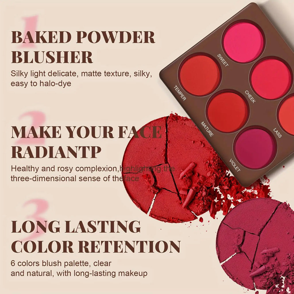 Palette de Fards à Joues Mats Waterproof – Couverture Moyenne, Finition Naturelle Longue Durée