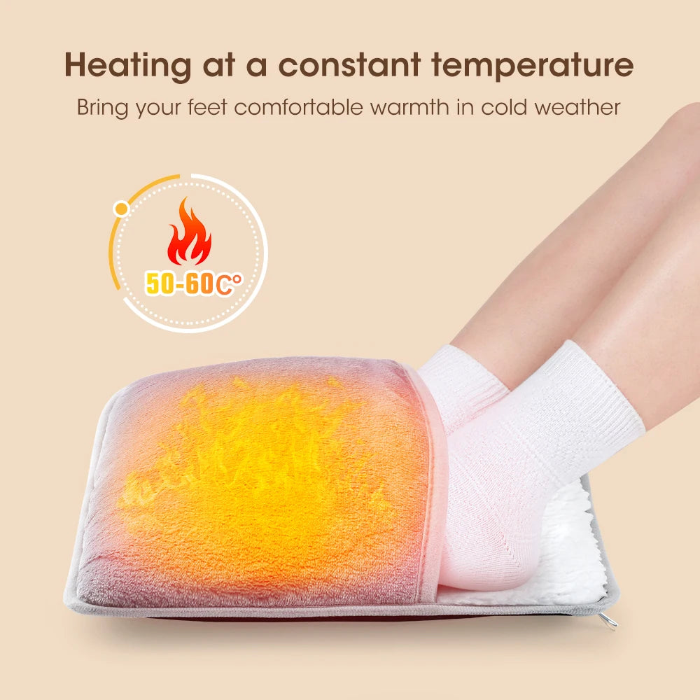 Coussin Chauffant Électrique pour Pieds – Alimenter par USB, Peluche Douce et Lavable