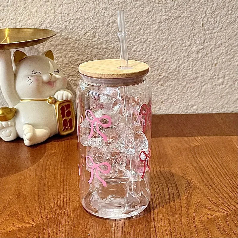 Tasse Réutilisable 500ml – Bouteille Style Pot avec Couvercle & Paille