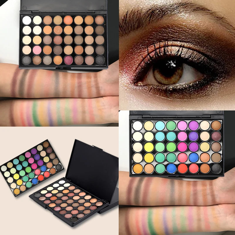 Palette de Fards à Paupières Pailletés – 40 Couleurs, Longue Durée et Étanche