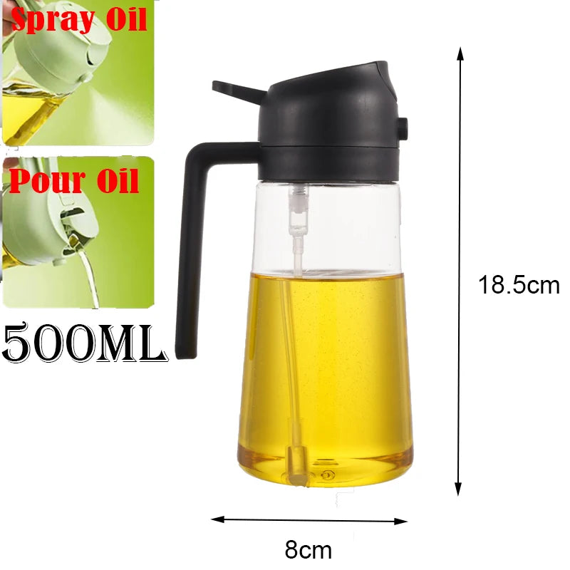 Bouteille de Pulvérisation d'Huile 2 en 1 – Distributeur et Injecteur 500 ml