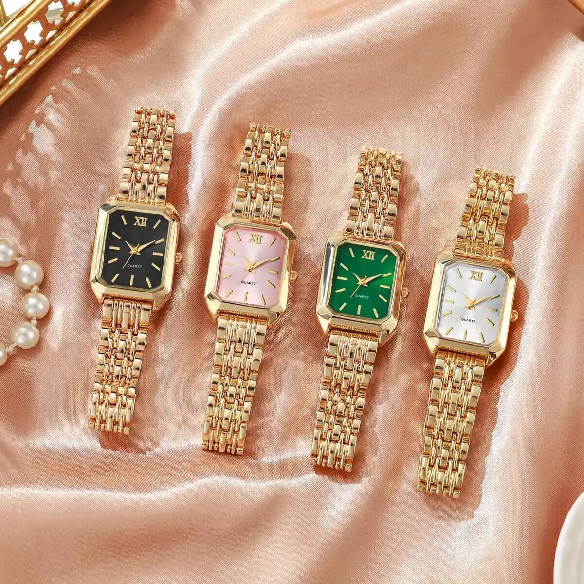 Montre à Quartz Rectangulaire pour Femmes – Bracelet Analogique de Luxe