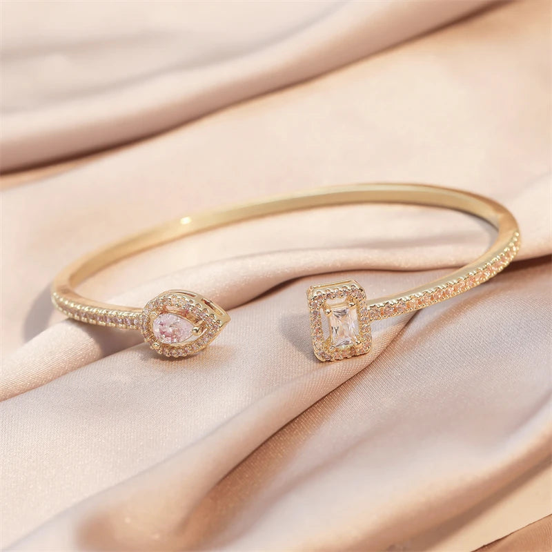 Bracelet Manchette Géométrique pour Femmes – Bijoux Mode Instagram en Zircone Cubique