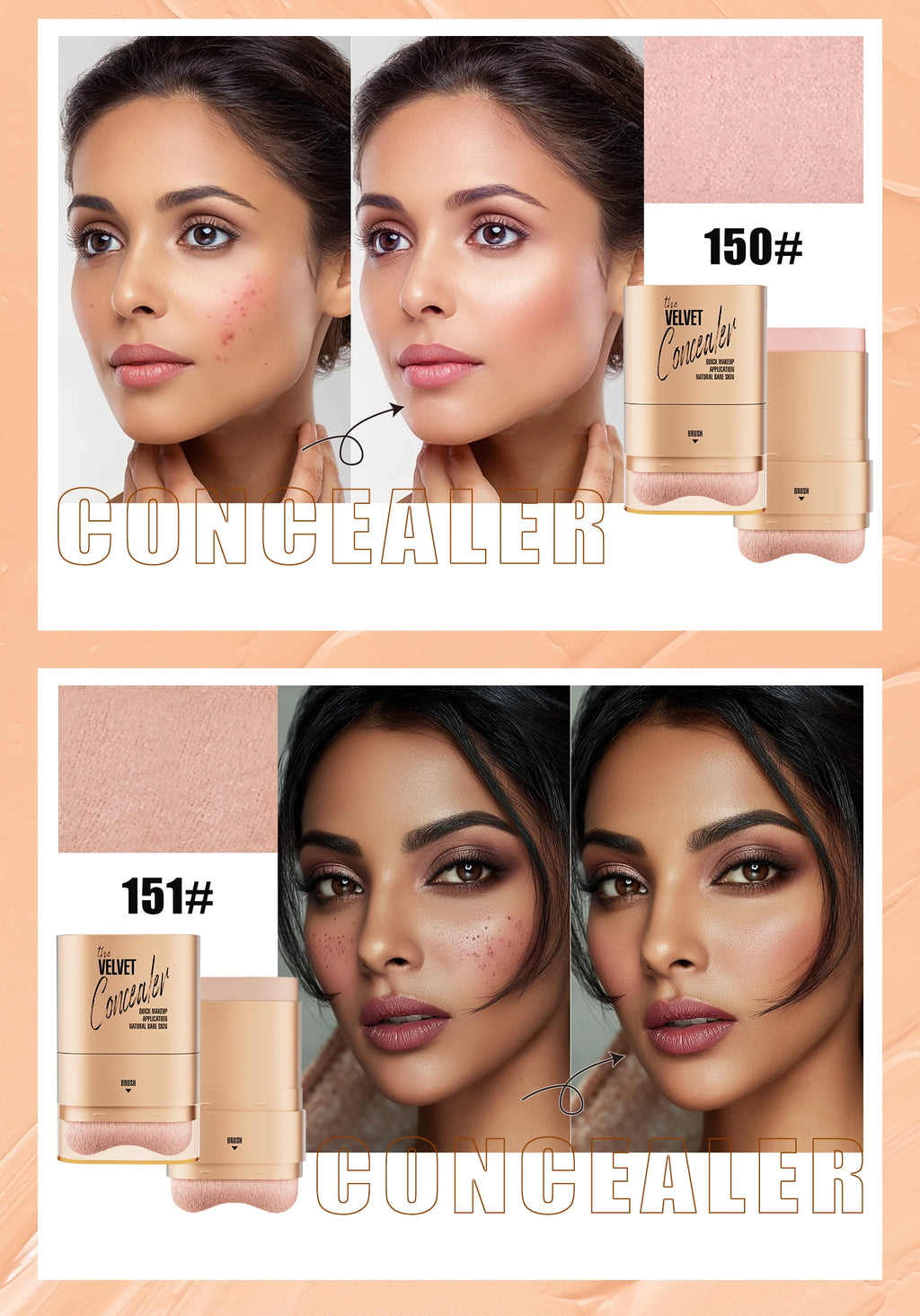 Bâton Correcteur & Fond de Teint 2 en 1 – Couvre-Cernes, Imperméable & Maquillage Impeccable