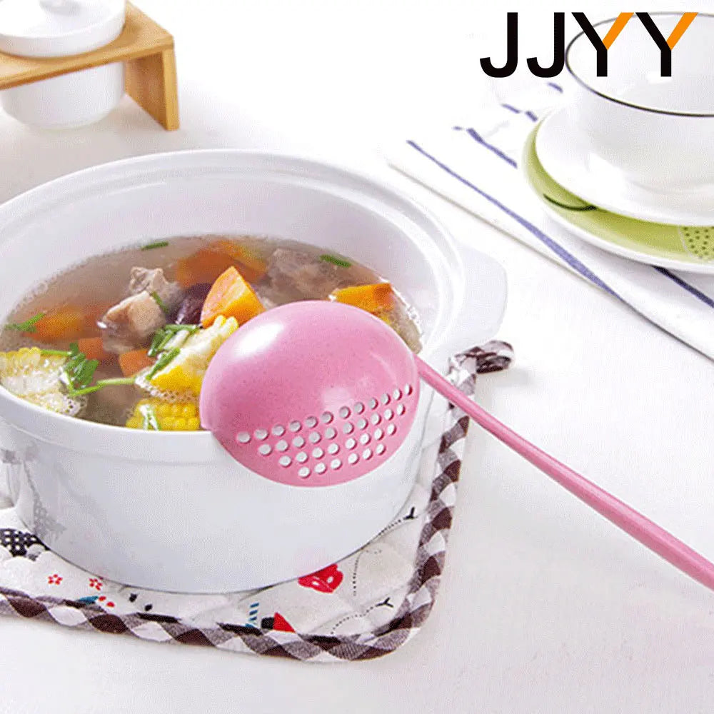 Cuillère de Cuisine 2 en 1 – Passoire Longue Manche & Filtre en Plastique