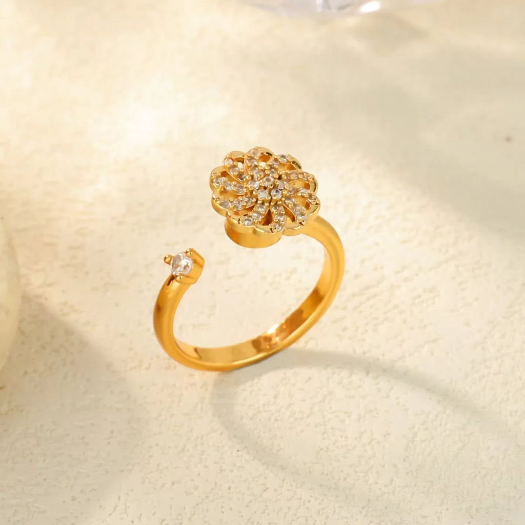 Bague Spinner Trèfle de Luxe – Anti-Stress Couleur Or 18K