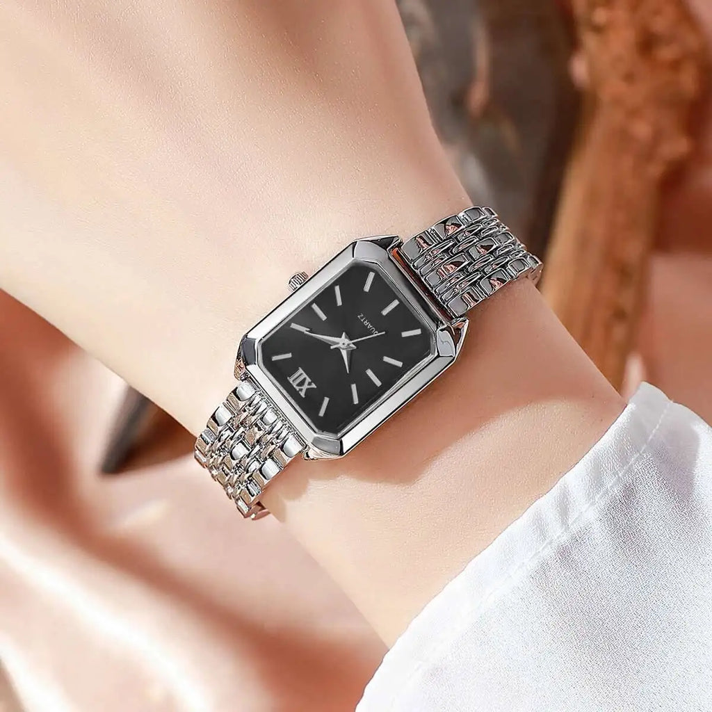 Montre à Quartz Rectangulaire pour Femmes – Bracelet Analogique de Luxe