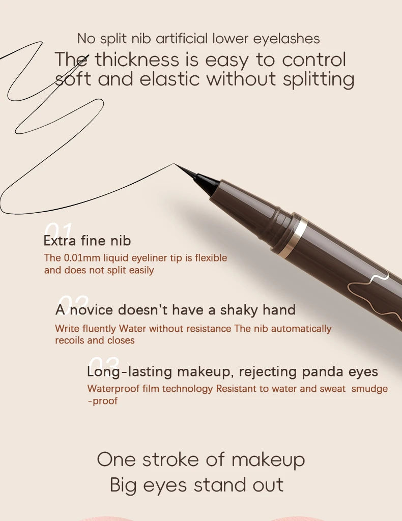 Stylo Eyeliner Imperméable – Pointe Très Fine, Séchage Rapide & Longue Tenue